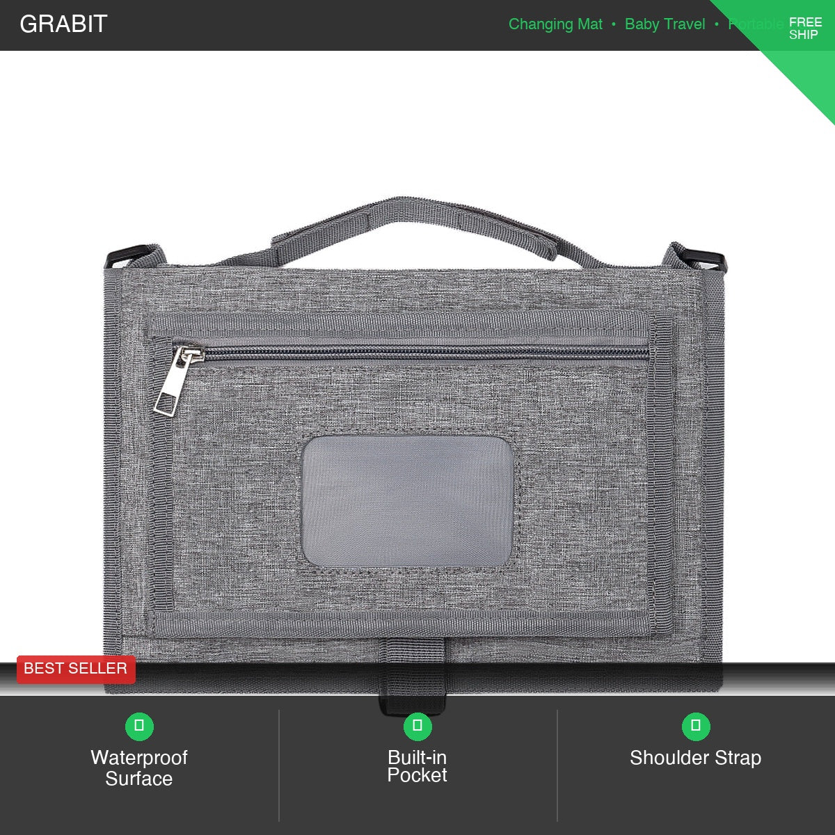 Portable Baby Changing Mat UK | Waterproof | Zip Storage Pocket | Foldable Travel