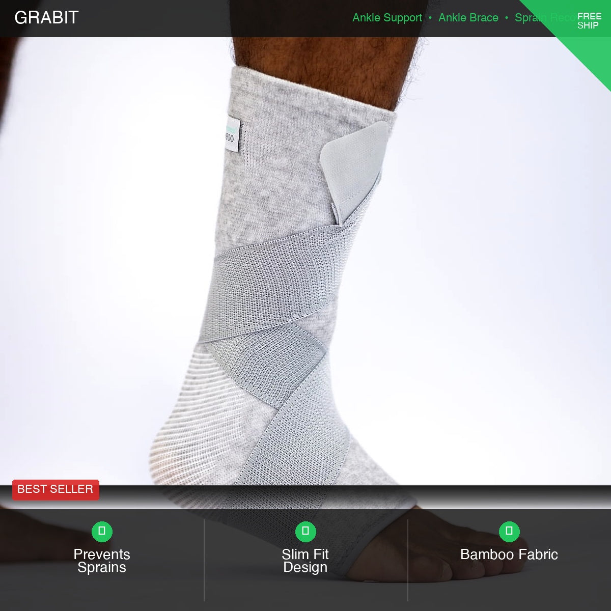 Premium bamboo ankle support sprain recovery