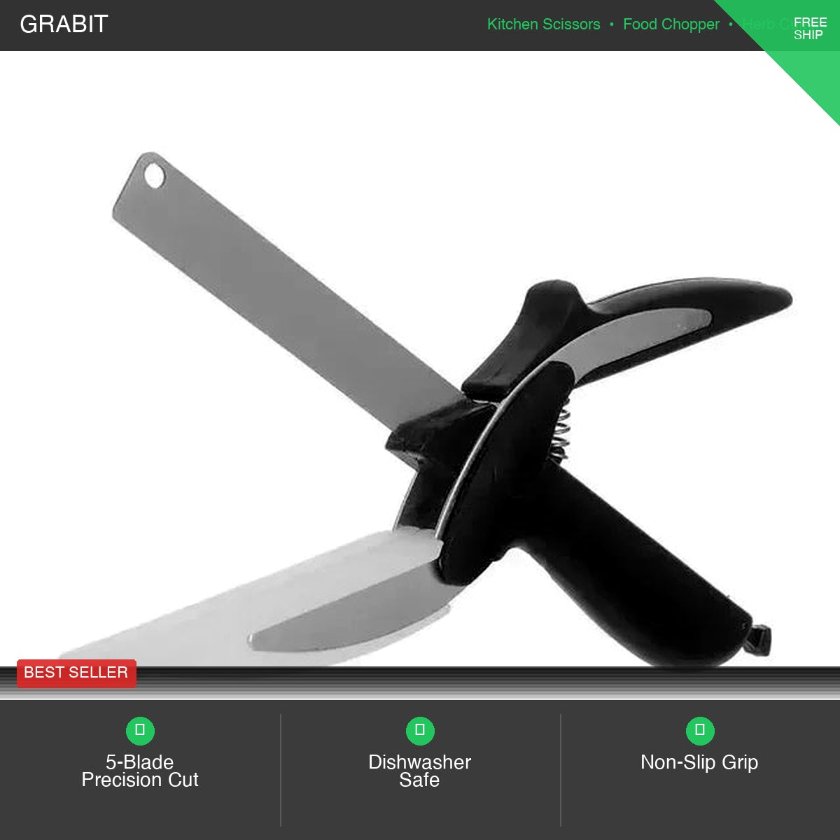 5-Blade Herb Chopper Scissors UK | Multi Blade Kitchen Food Cutter | Pizza Noodles Herbs