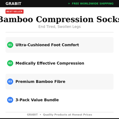 Bamboo compression socks 3-pack DVT travel