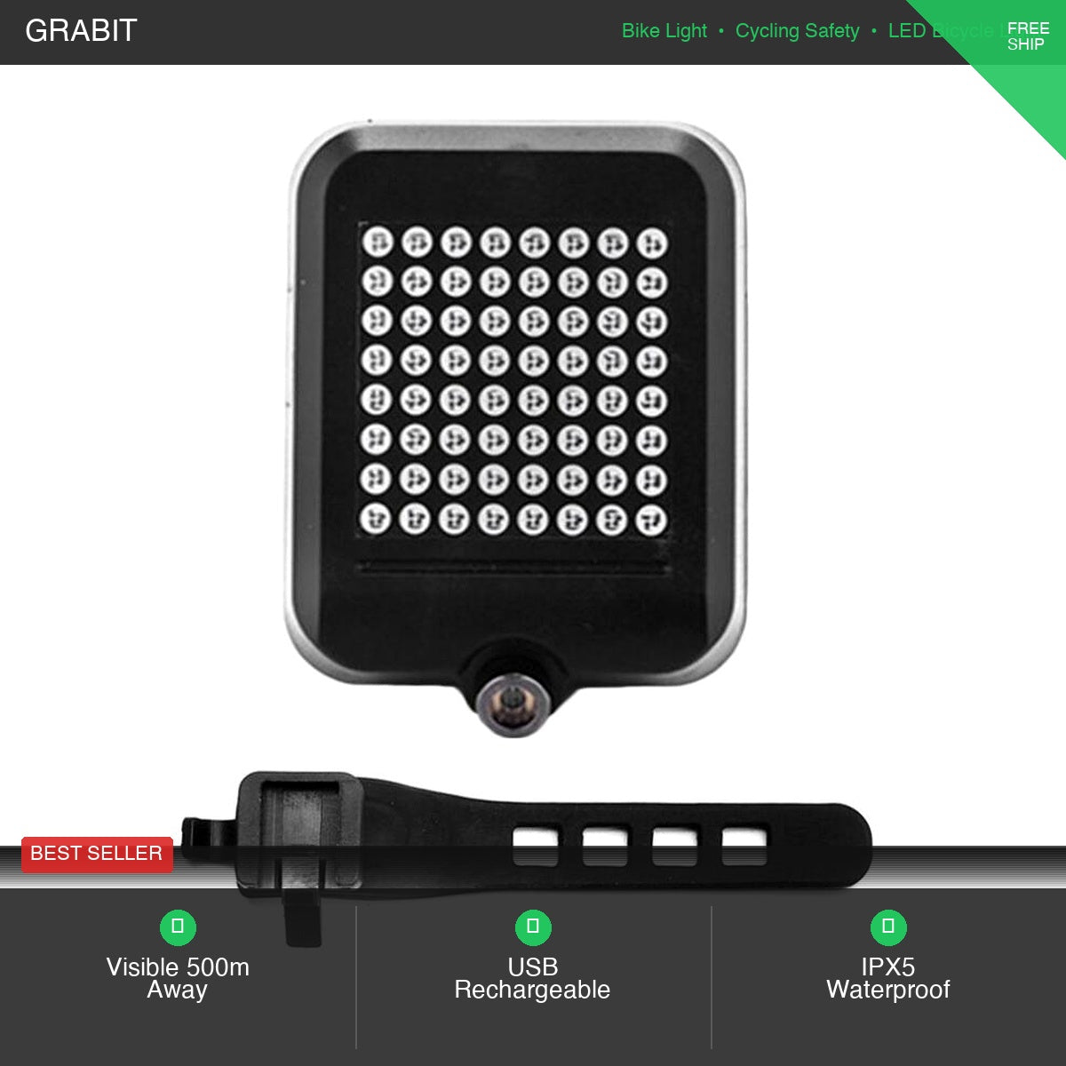 LED Bike Lights Set UK | USB Rechargeable | Front & Rear | Waterproof | 5 Modes