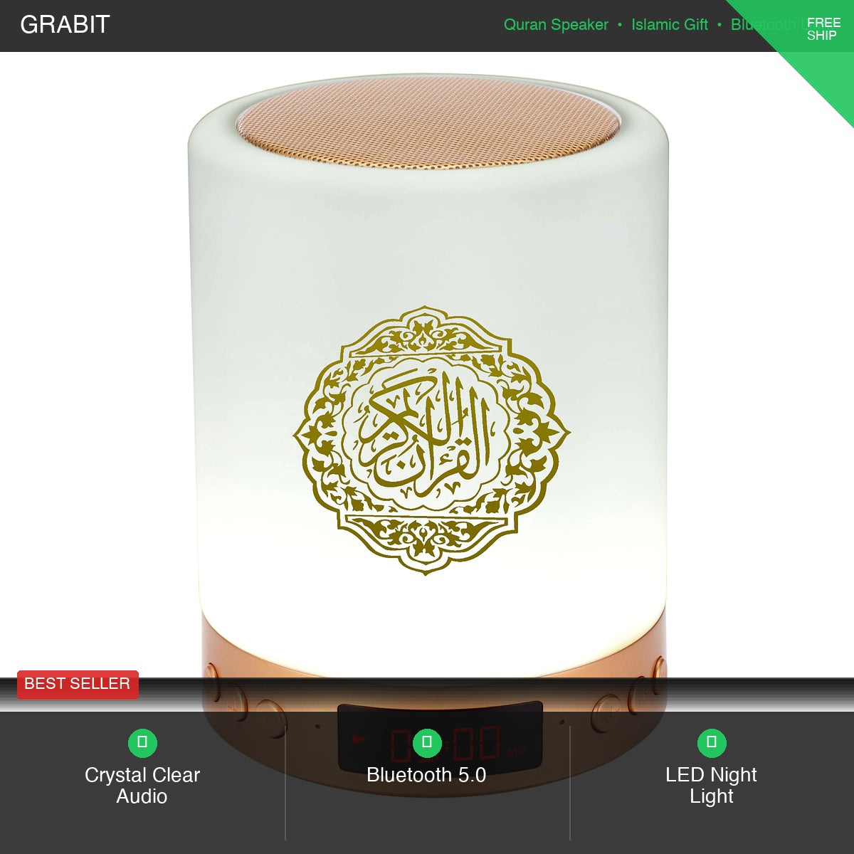 Bluetooth Quran Speaker UK | LED Night Light | All 114 Surahs | Ramadan Eid Islamic Gift