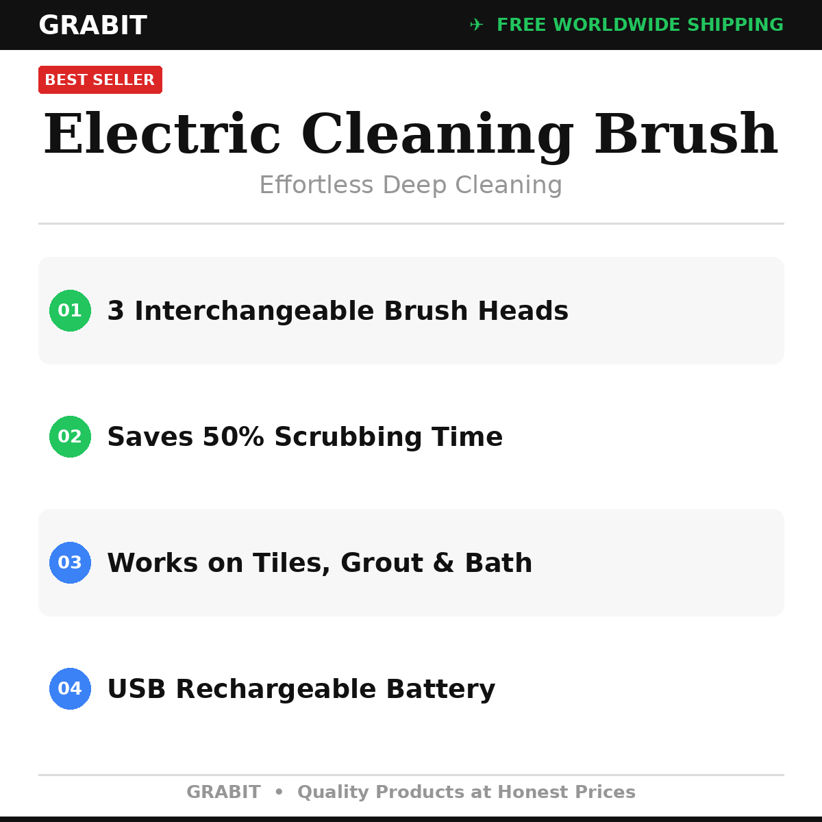 Electric Scrubbing Brush UK | USB Rechargeable | 3 Heads | Tiles Grout Bathroom Shower