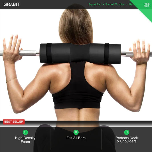 Foam Barbell Squat Pad UK | Hip Thrust Neck Shoulder Protector | Olympic & Standard Bar