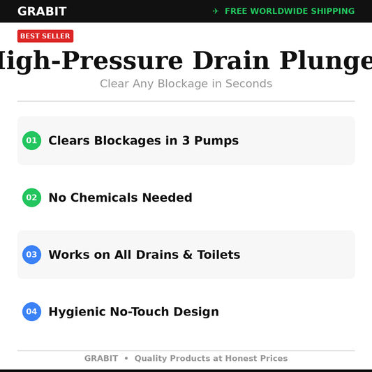 High-Pressure Toilet Plunger & Drain Unblocker