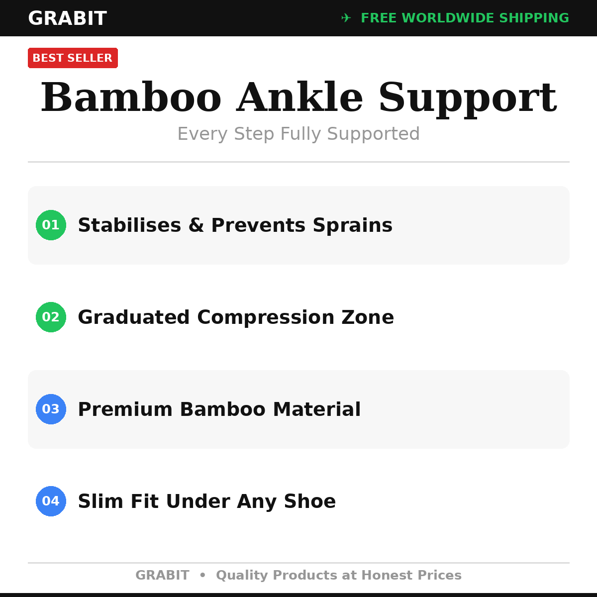 Premium bamboo ankle support sprain recovery