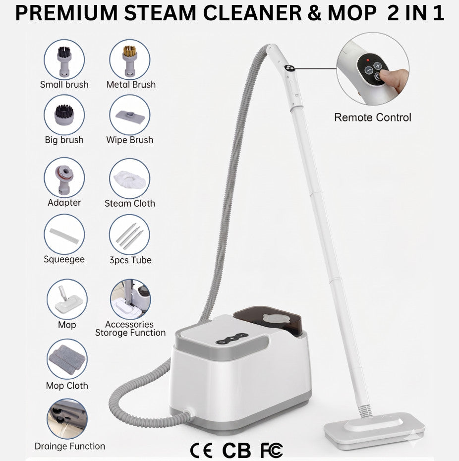 2-in-1 Steam Mop Cleaner with accessories