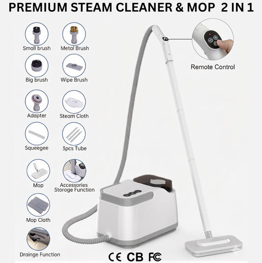 2-in-1 Steam Mop Cleaner with accessories
