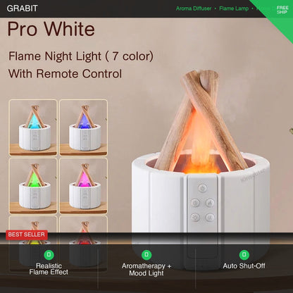 Flame Effect Aroma Diffuser UK | Ultrasonic Essential Oil Diffuser | 7 LED Colours