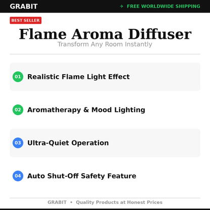 Flame Effect Aroma Diffuser UK | Ultrasonic Essential Oil Diffuser | 7 LED Colours